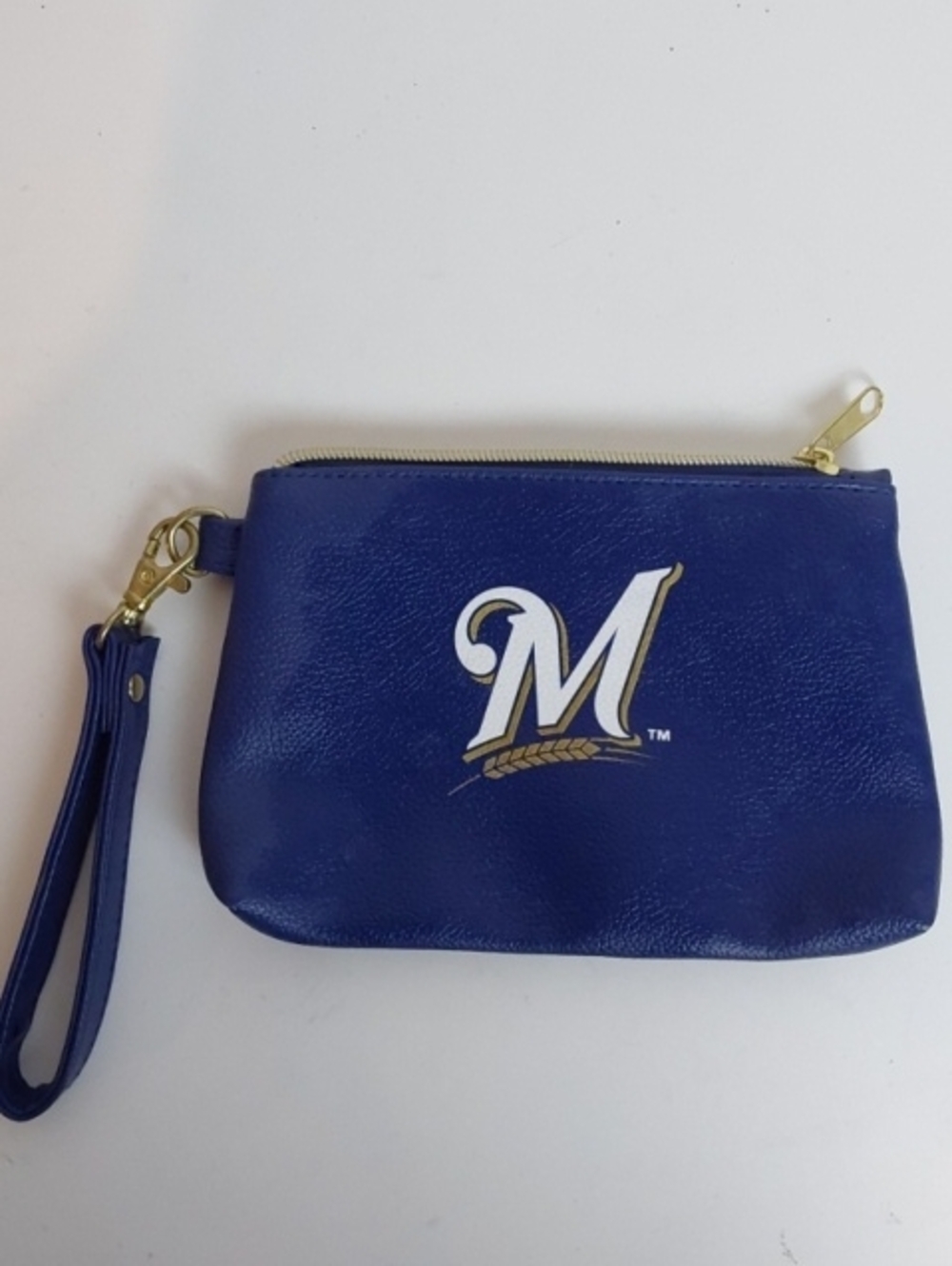Milwaukee Brewers| MlB Blue Zip Wristlet Gold Zipper Mini Bag